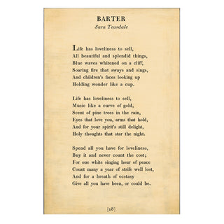 Barter - Poetry Collection - Art Print
