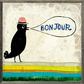 Bonjour (Grey Wood) - Art Print
