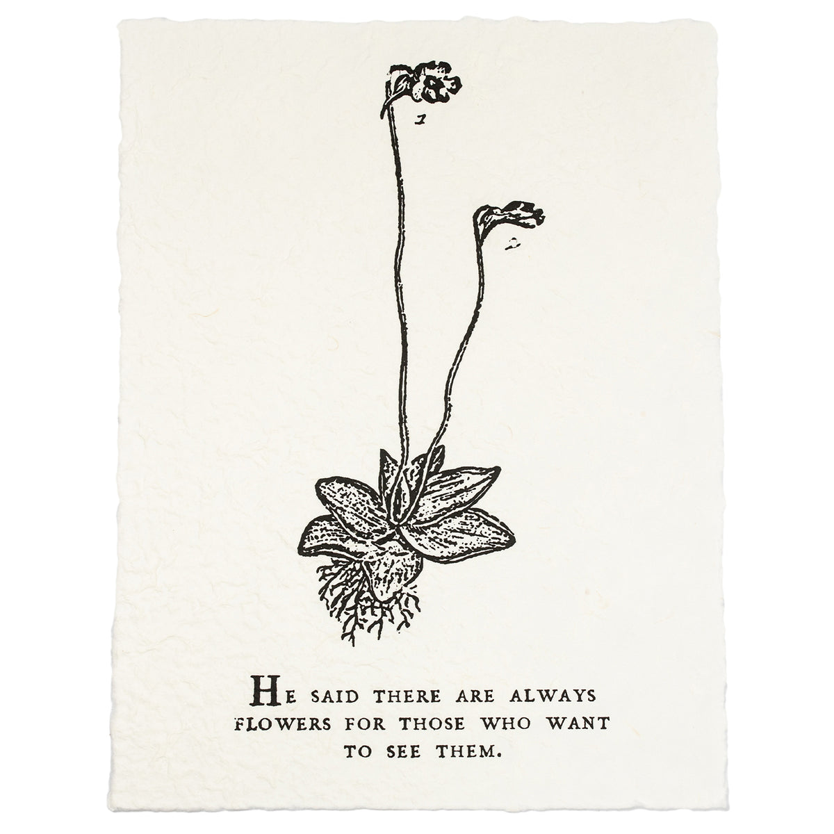 ***He Said There Are Always Flowers Botanical Handmade Paper Print - 12x16