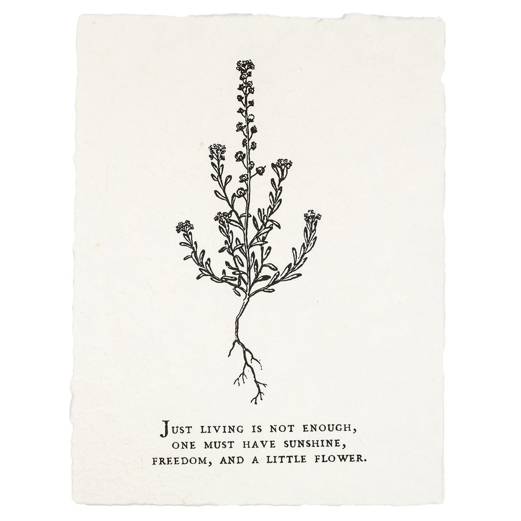 ***Just Living Is Not Enough Botanical Handmade Paper Print - 12x16
