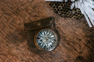 True North Dome Glass Compass with Leather Pouch