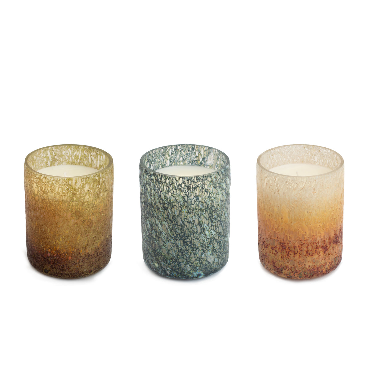 Nag Champa Textured Glass Candles - Assorted Set of 6