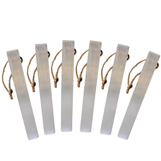 Hanging Selenite Wand on Jute - Set of 6