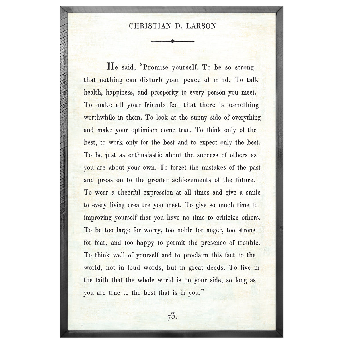 Christian D. Larson Art Print - Grey Wood