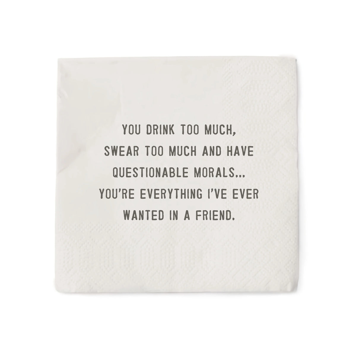 "Wanted In A Friend" Cocktail Napkin Set (20pcs) 6 Packs