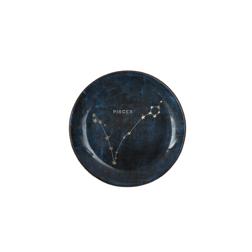 Pisces Round Decoupage Plate - 4in