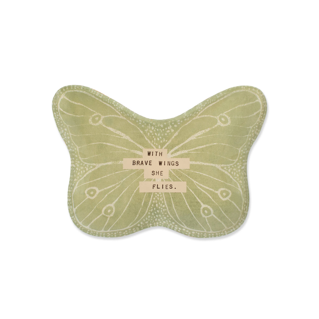 With Brave Wings She Flies Butterfly Decoupage Plate 6x4.5