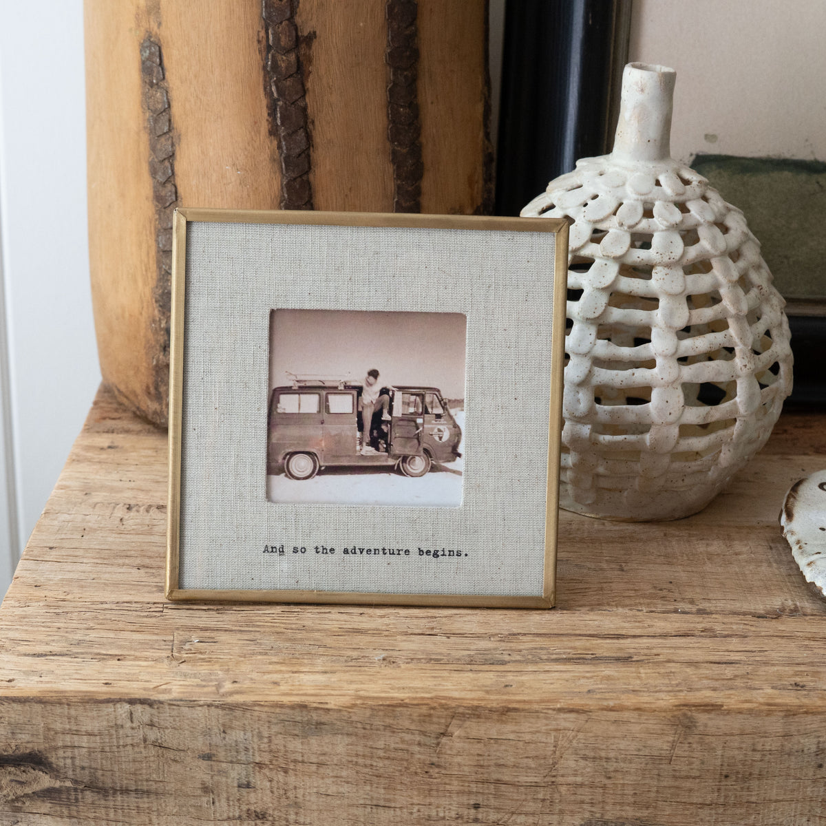 And So The Adventure Brass Linen Frame 6x6