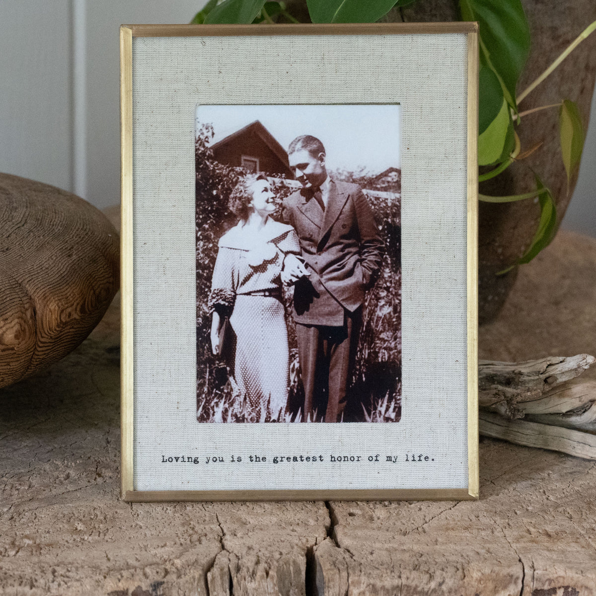 Loving You Brass Linen Frame 7.5x8.5
