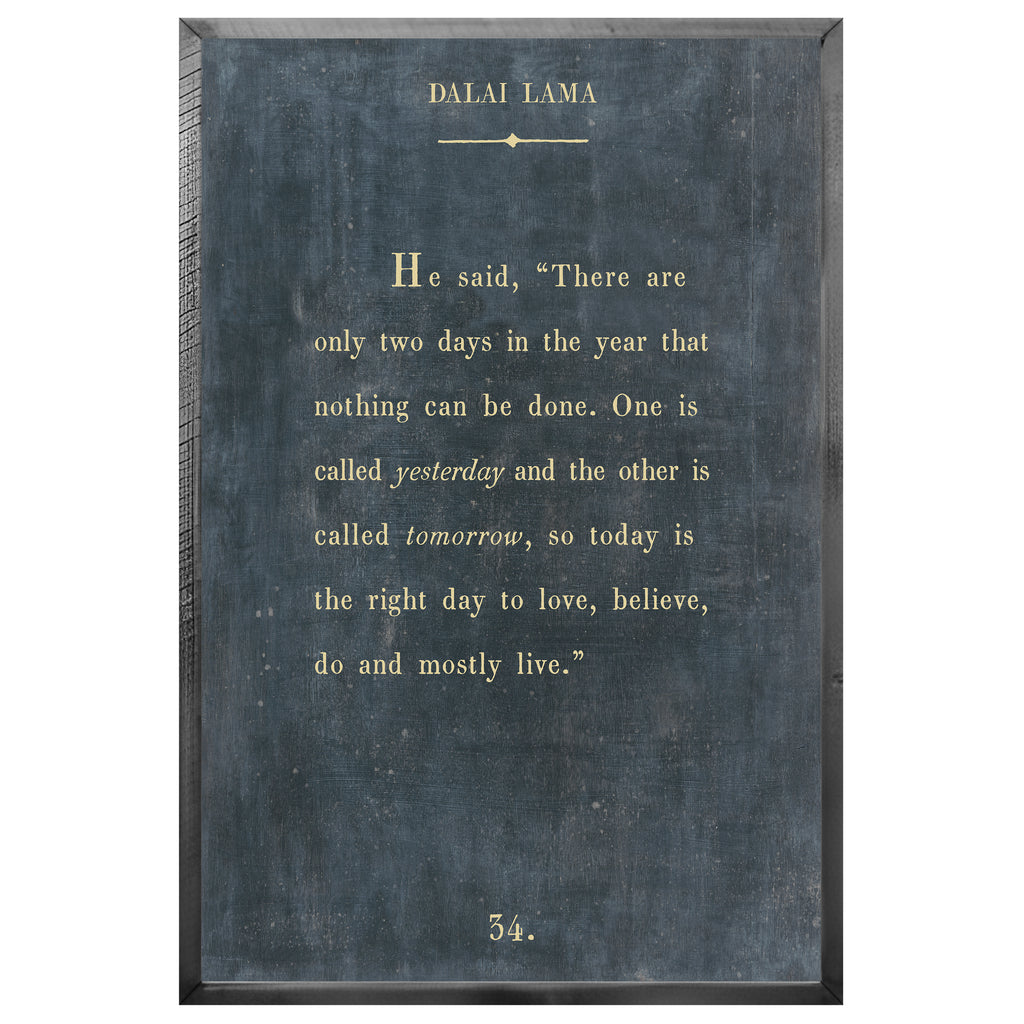 Dalai Lama Art Print - Grey Wood