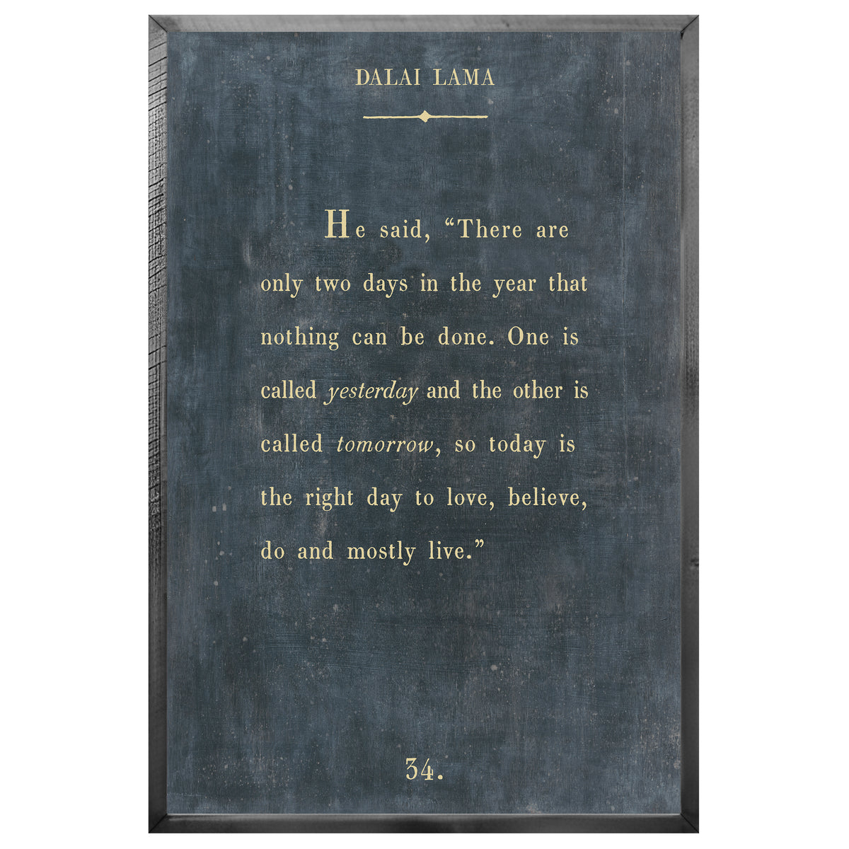 Dalai Lama Art Print - Grey Wood