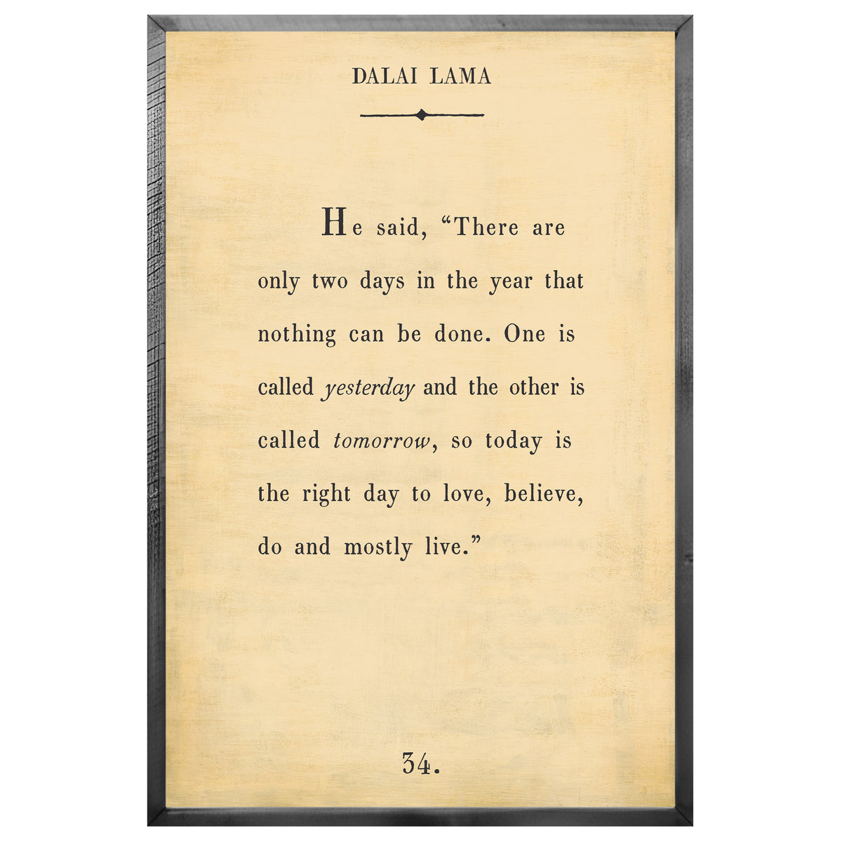 Dalai Lama Art Print - Grey Wood