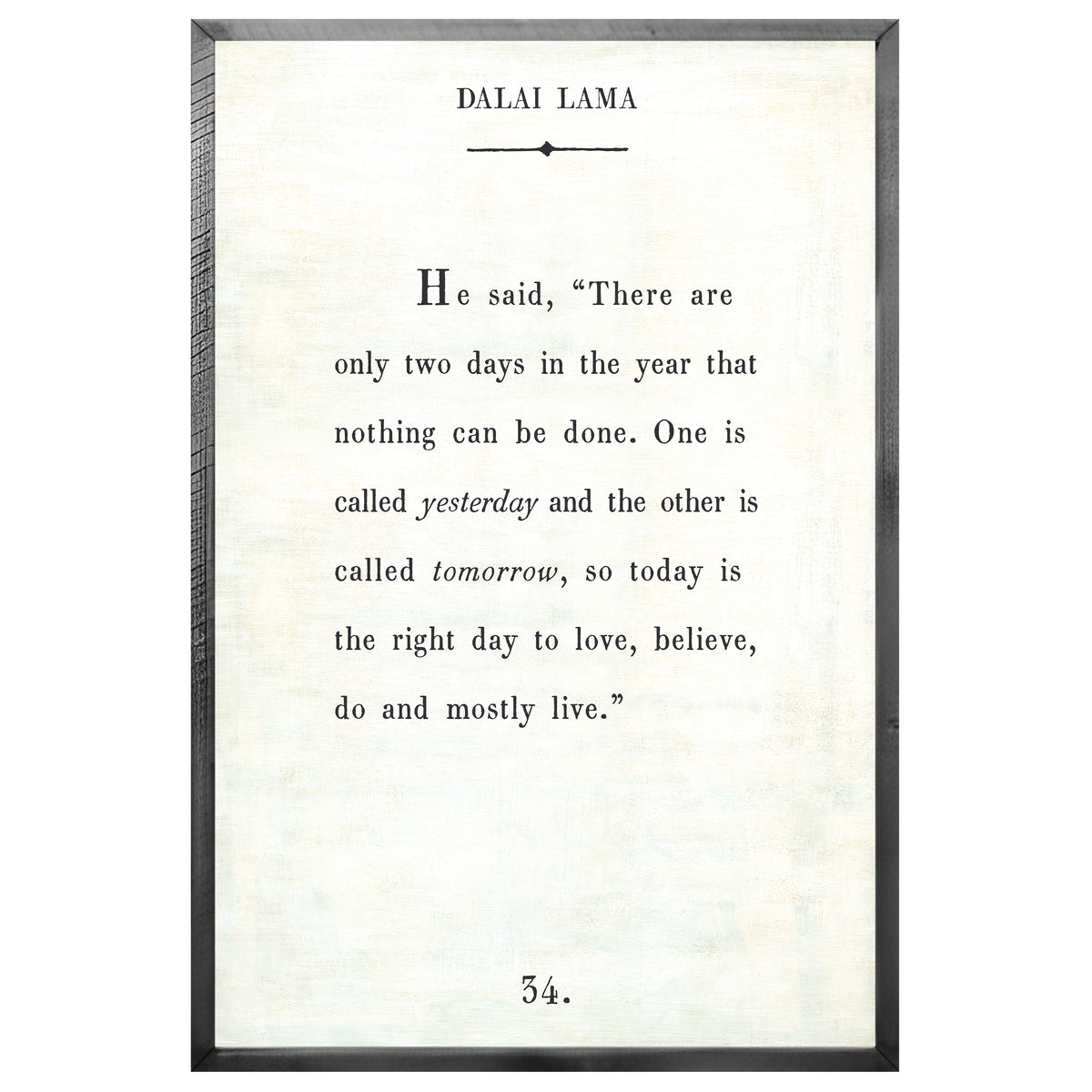 Dalai Lama Art Print - Grey Wood