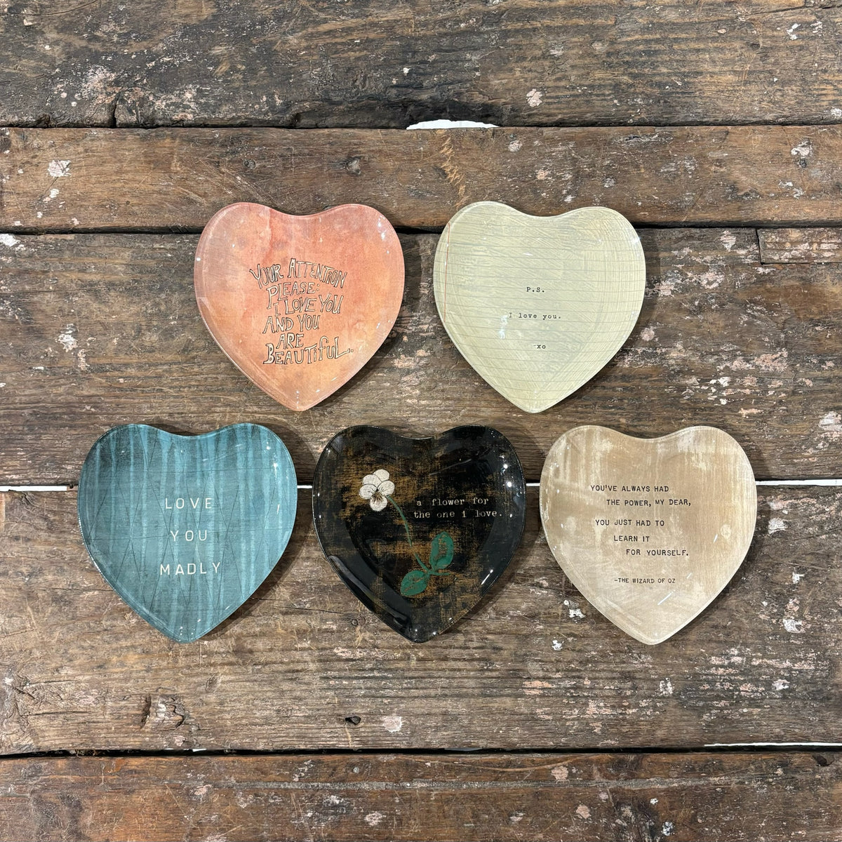 A Flower For The One I Love Heart Decoupage Plate 6x6