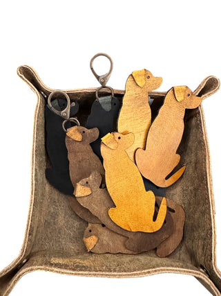 Leather Labrador Keychains - Assorted Set of 12