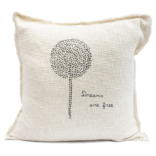 Pillow Collection- Embroidered Dreams Are Free Pillow 24"x24" BEIGE