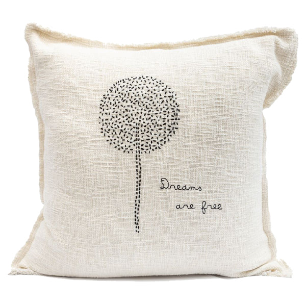 Dreams Are Free Embroidered Pillow 24x24 - Beige