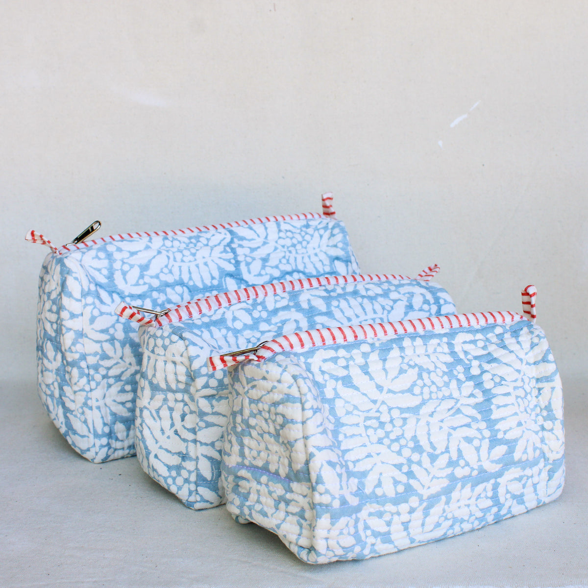 Floral Seaside Quilted Zipper Bag - Large