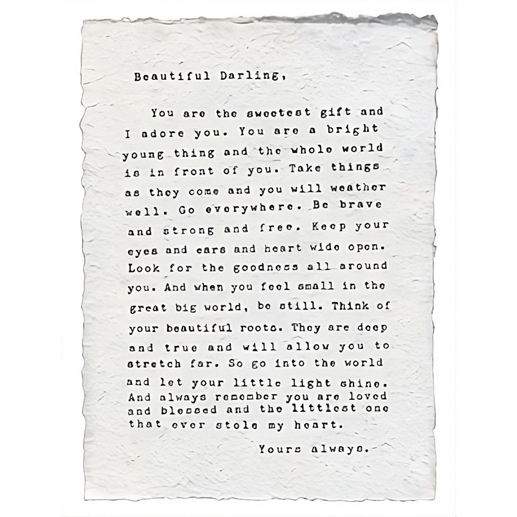 Letter for Sophie (Beautiful Darling) Handmade Paper Print - 12x16