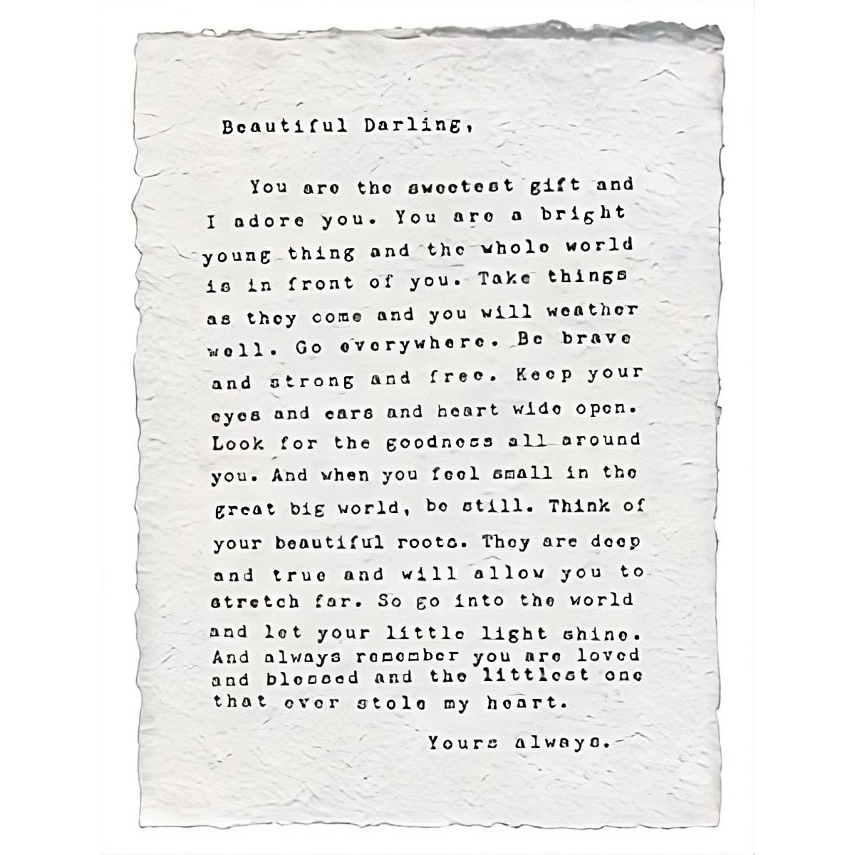 Letter for Sophie (Beautiful Darling) Handmade Paper Print - 12x16