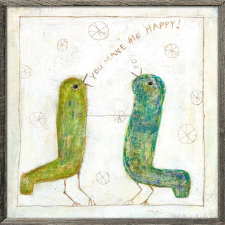 Happy Birds (Grey Wood) - Art Print