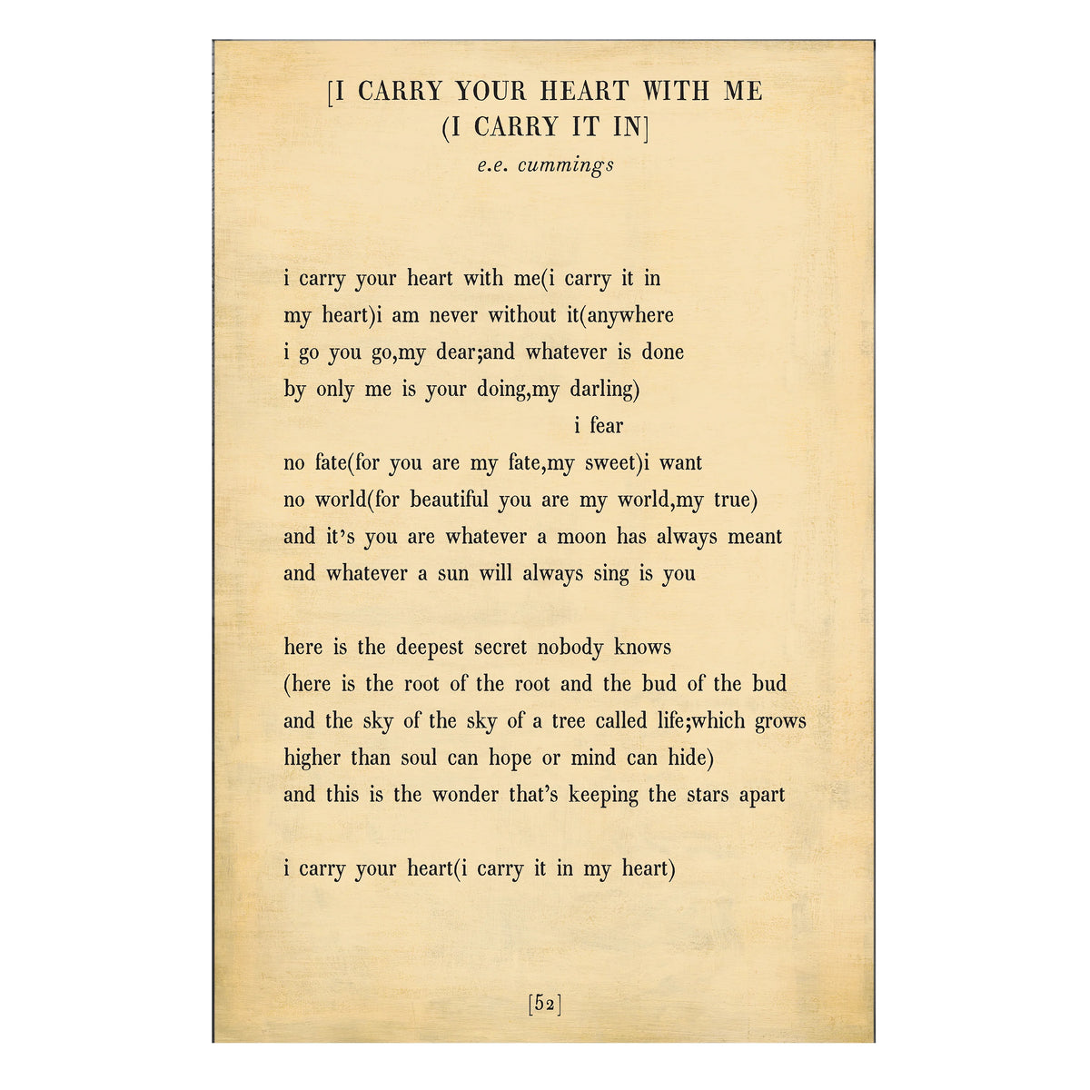 I Carry Your Heart Art Print - Gallery Wrap