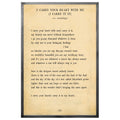 I Carry Your Heart Art Print - Grey Wood