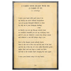 I Carry Your Heart Art Print - Grey Wood
