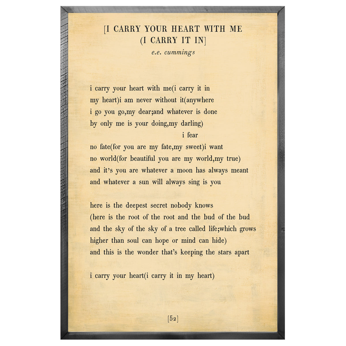 I Carry Your Heart Art Print - Poetry Collection