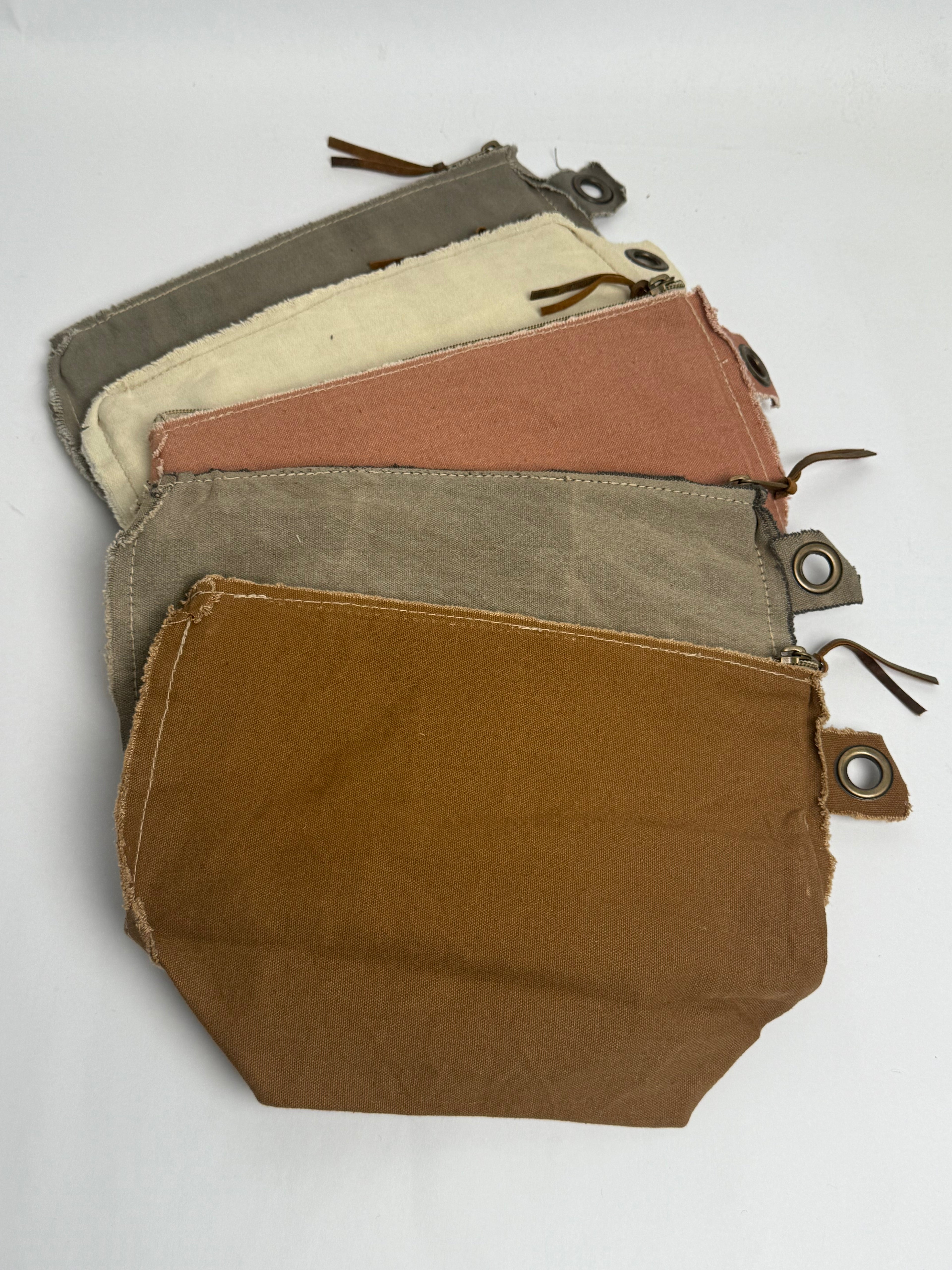 Washed Canvas Zip Bag - Assorted Set of 10