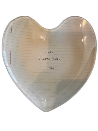 PS I Love You Small Heart Decoupage Plate