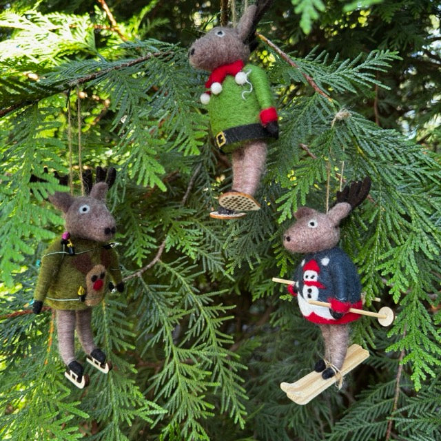Felt Moose Ornaments Ugly Sweater Contest - Assorted Set of 6