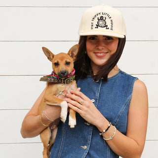 "Stay Trippy" Corduroy Trucker Hat- Cream