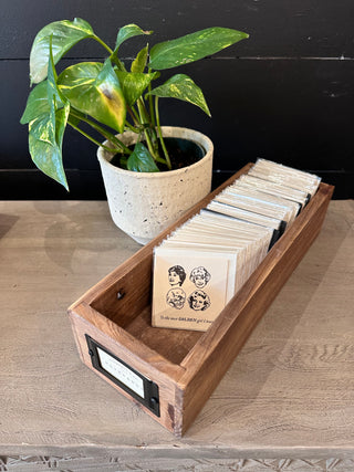 Recycled Pine Wood Notecard Holder Display with 4 Dividers