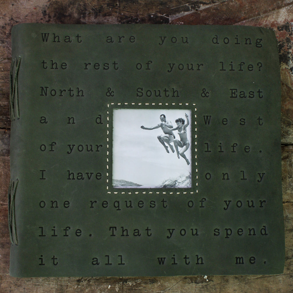 What Are You Doing Leather Photo Keeper 12x12 - Moss