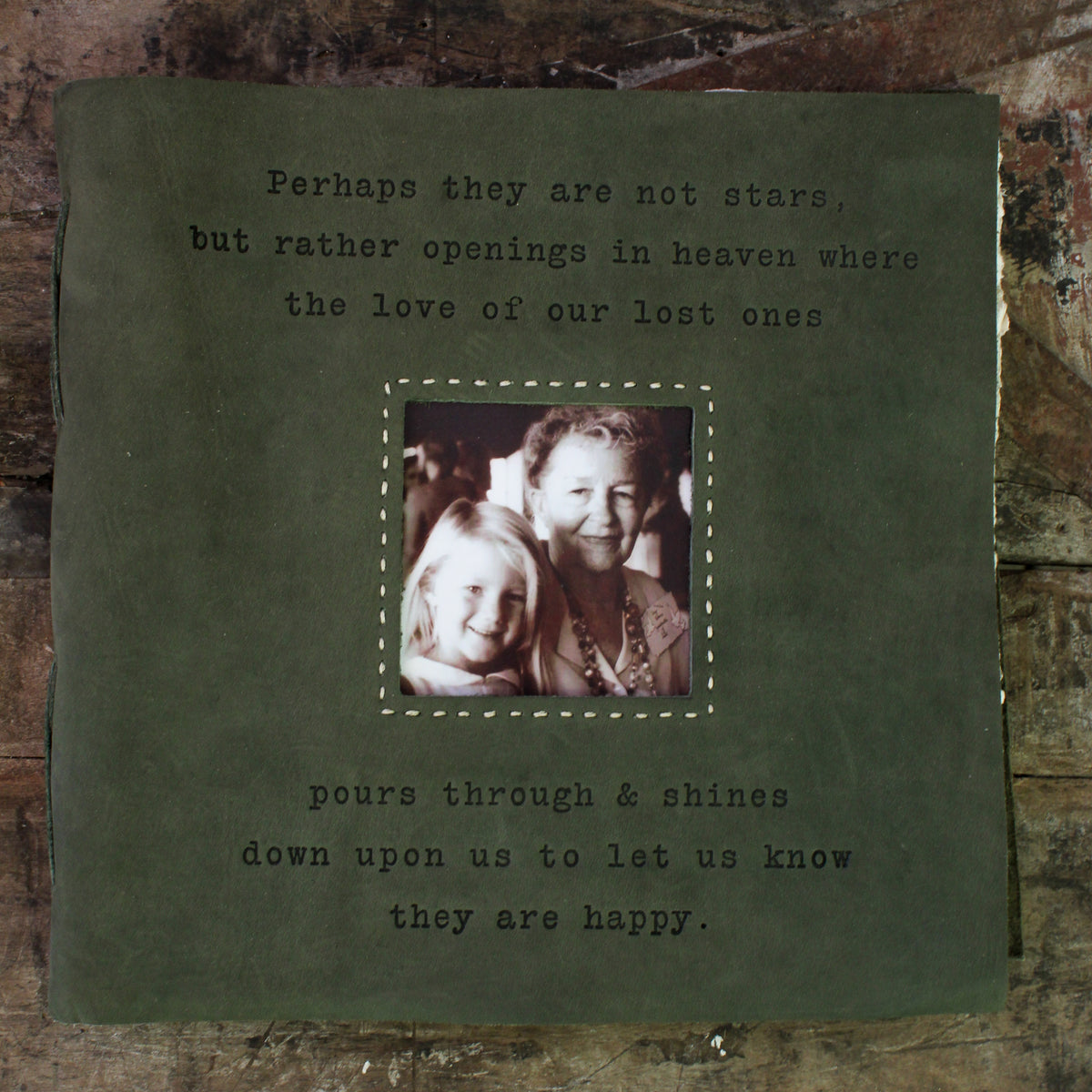 Perhaps They Are Not Stars Leather Photo Keeper 12x12 - Moss