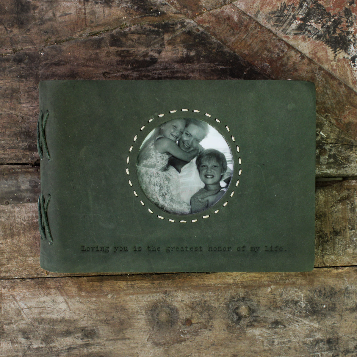 Loving You Is The Greatest Leather Photo Keeper 8x6 - Moss