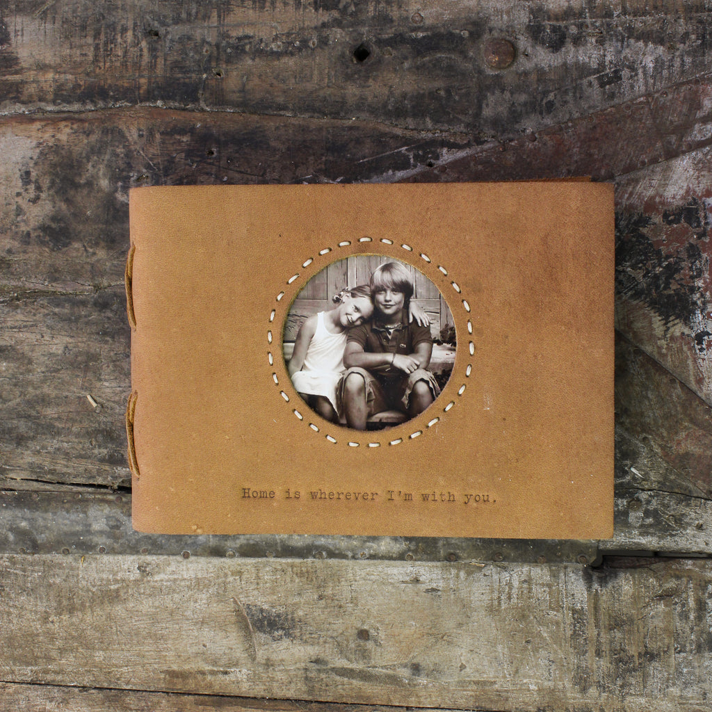 Home is Wherever I'm With You Leather Photo Keeper 8x6 - Fawn