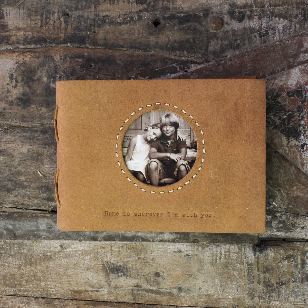 Home is Wherever I'm With You Leather Photo Keeper 8x6 - Fawn