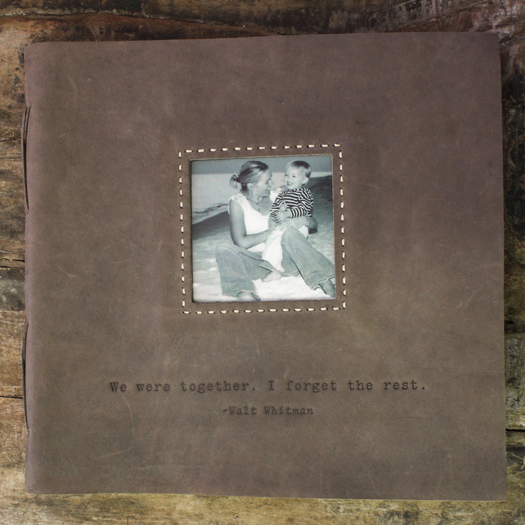 We Were Together Leather Photo Keeper 12x12 - Slate