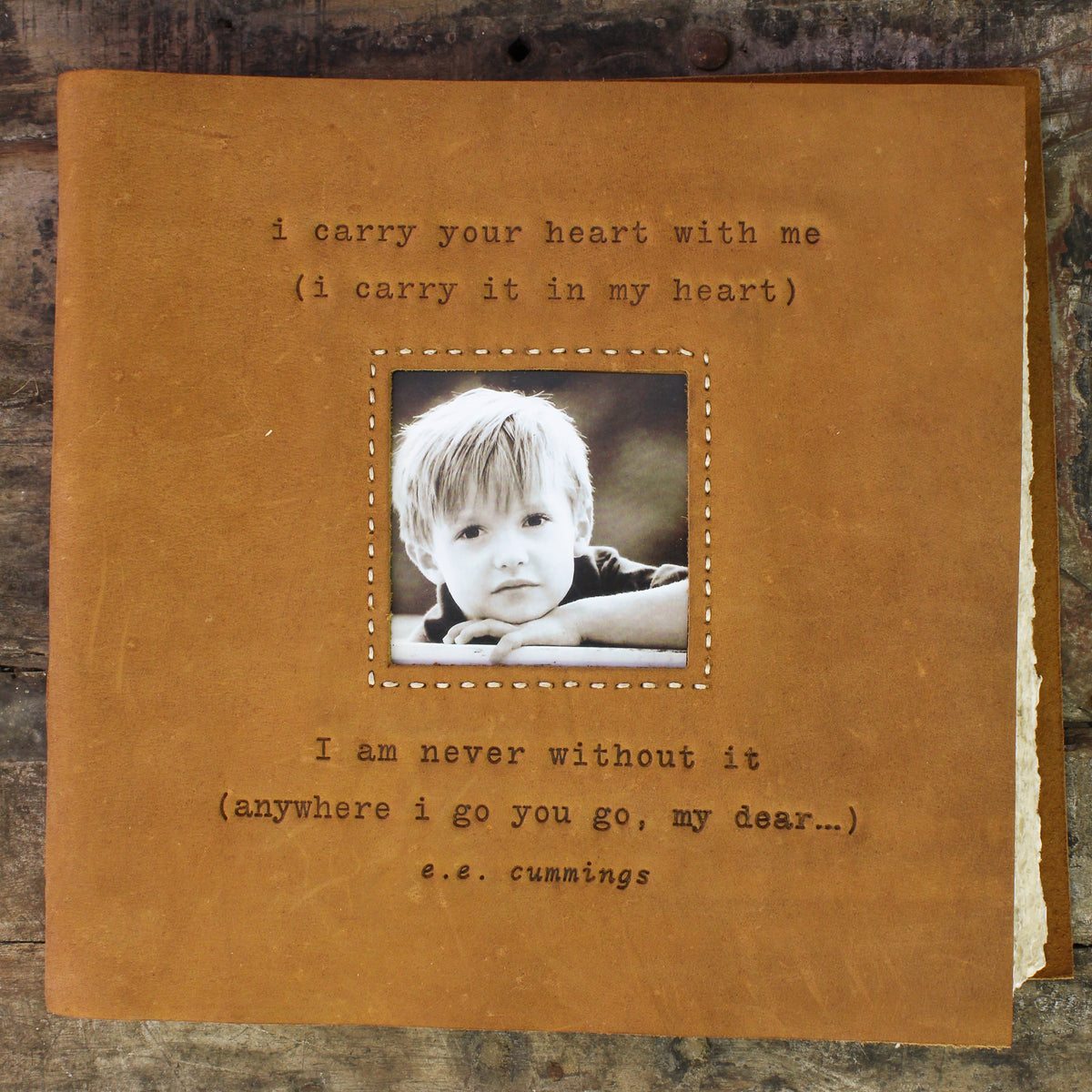 I Carry Your Heart Leather Photo Keeper 12x12 - Fawn