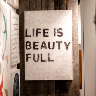 Polka Life Art Print - Grey Wood