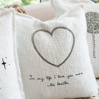 In My Life Embroidered Pillow 24x24 - Beige