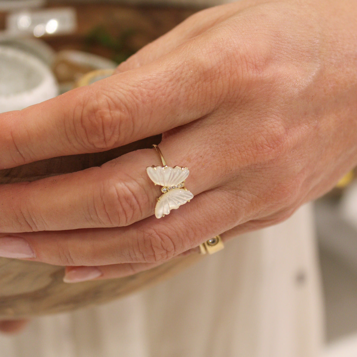 ***Butterfly Mother of Pearl Ring