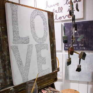 L-O-V-E Art Print in White - Grey Wood