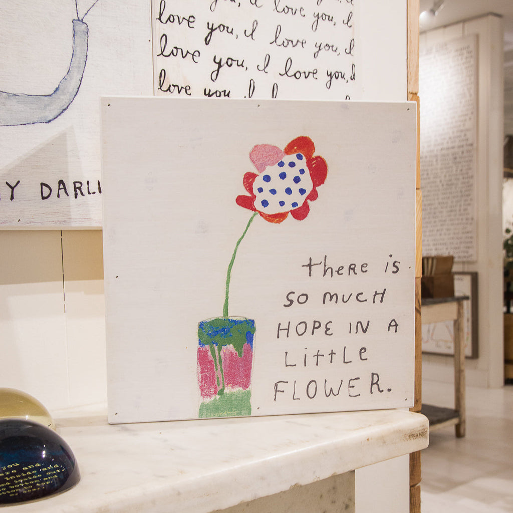 So Much Hope Flower Art Print - Grey Wood
