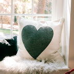 Black Heart on Linen Pillow - 24x24