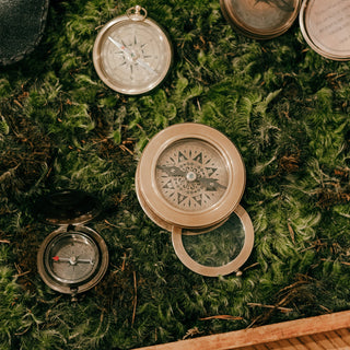 This Place Where You Are Compass with Magnify Glass and Leather Pouch