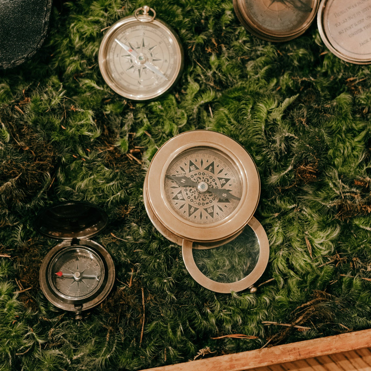 This Place Where You Are Compass with Magnify Glass and Leather Pouch
