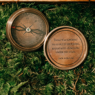 There Was Nowhere To Go Compass with Leather Pouch